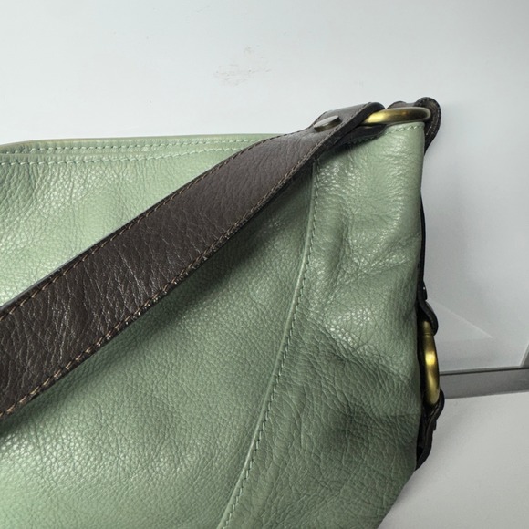 Sundance Made in Italy Leather Shoulder Bag Sage Green Hobo Style - Picture 5 of 16